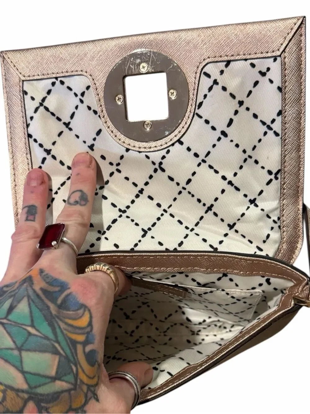 KATE SPADE Sally Newbury Lane Rose Gold Saffiano Leather Crossbody Bag